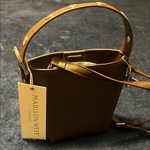 Madison West Tan Mini Bucket Bag
